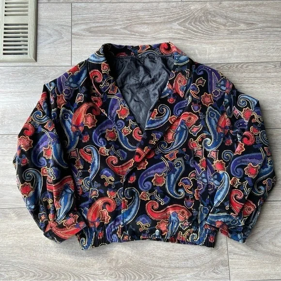 Vintage  Golden Horse Paisley Print Made in Japan Bomber Jacket - Picture 4 of 15